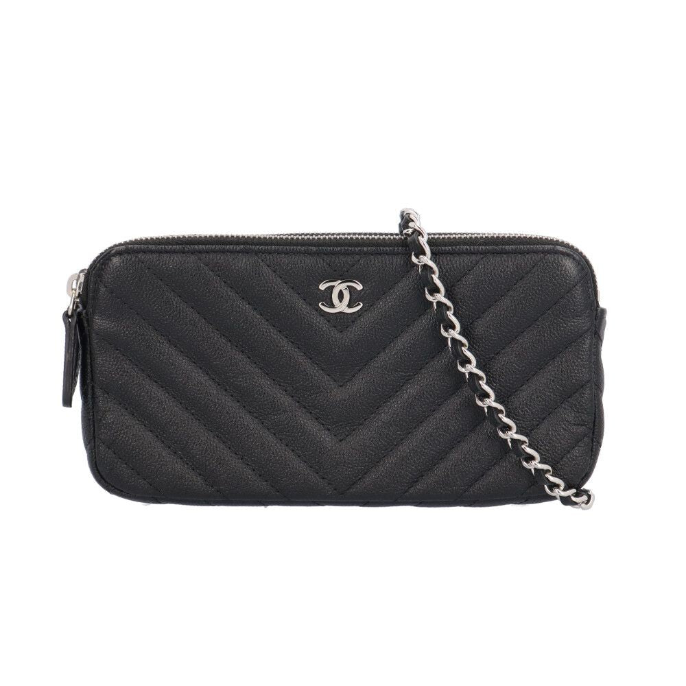 Chanel Stitch Shoulder Bag Leather Black