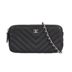 Chanel Stitch Shoulder Bag Leather Black
