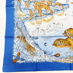 Hermes Super Rare Carre 90 la Treve de L Eau Water Truce Blue Silk 100% Scarf — view 6