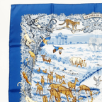 Hermes Super Rare Carre 90 la Treve de L Eau Water Truce Blue Silk 100% Scarf — view 3