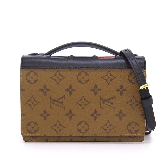 Louis Vuitton Shoulder Bag Book Wallet on Chain Monogram Reverse Black Leather