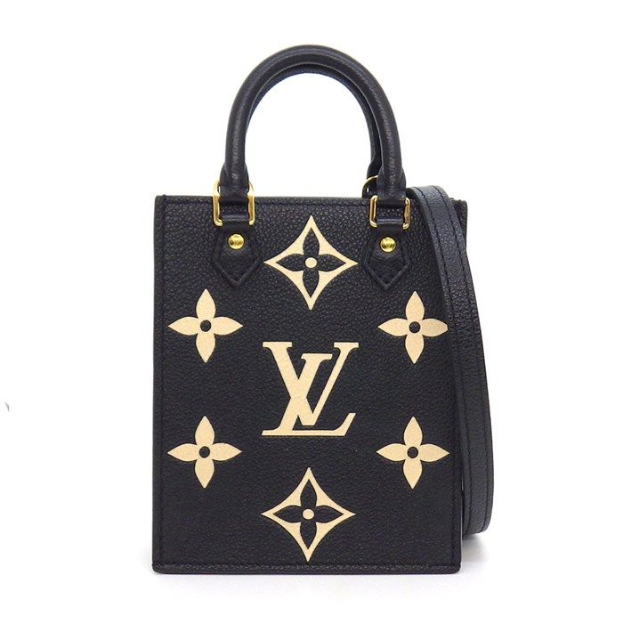 Louis Vuitton Shoulder Bag Petite Sac Plat Black Bicolor Monogram Empreinte