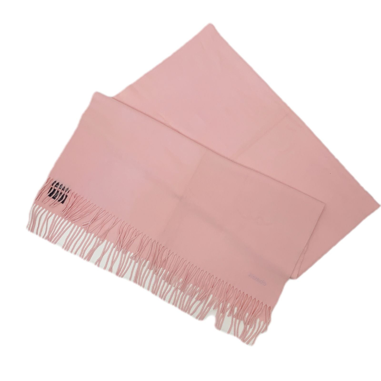 Hermes Shawl Scarf Large Luxury Cashmere Fringe Pink — view 2