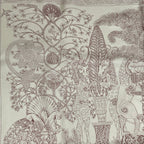 Hermes Wood Legend Scarf Carre 90 Lion Sheep Silk Pink — view 2