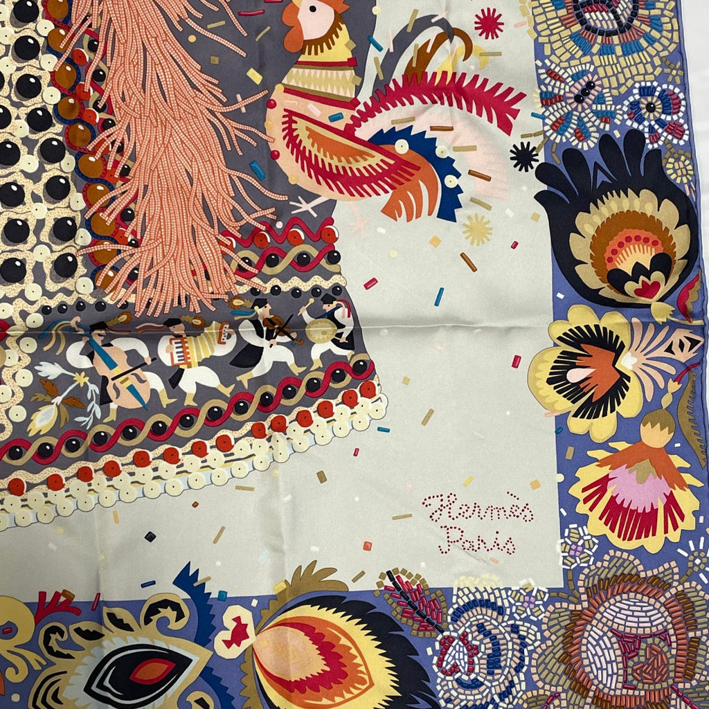 Hermes Costume de Fete Carre 90 Silk Scarf Multicolor — view 6