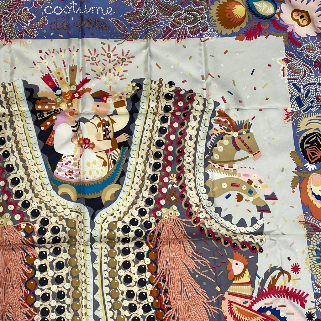 Hermes Costume de Fete Carre 90 Silk Scarf Multicolor — view 4