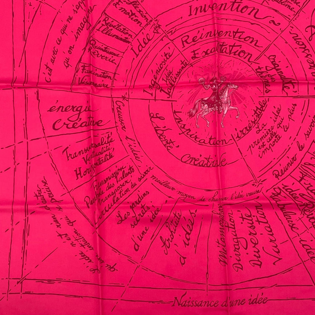 Hermes Carre 90 Birth of Dare Silk Scarf Pink — view 4