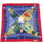 Hermes Carre 90 Carnaval de Venise Carnival of Venice Scarf Silk 100% Blue