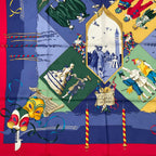 Hermes Carre 90 Carnaval de Venise Carnival of Venice Scarf Silk 100% Blue — view 4