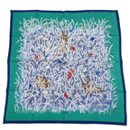 Hermes Carre 90 Lapins Dans Un Champ de Wheat Field and Rabbit Blue Multicolor