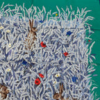 Hermes Carre 90 Lapins Dans Un Champ de Wheat Field and Rabbit Blue Multicolor — view 5