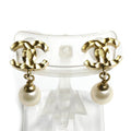 Chanel CC Logo Faux Pearl Earrings