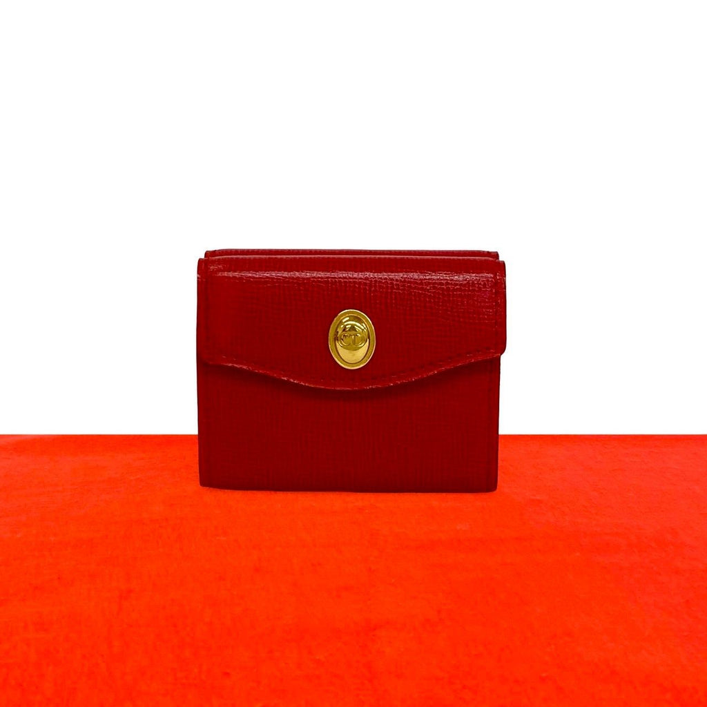 Dior Vintage CD Logo Leather Trifold Wallet Mini