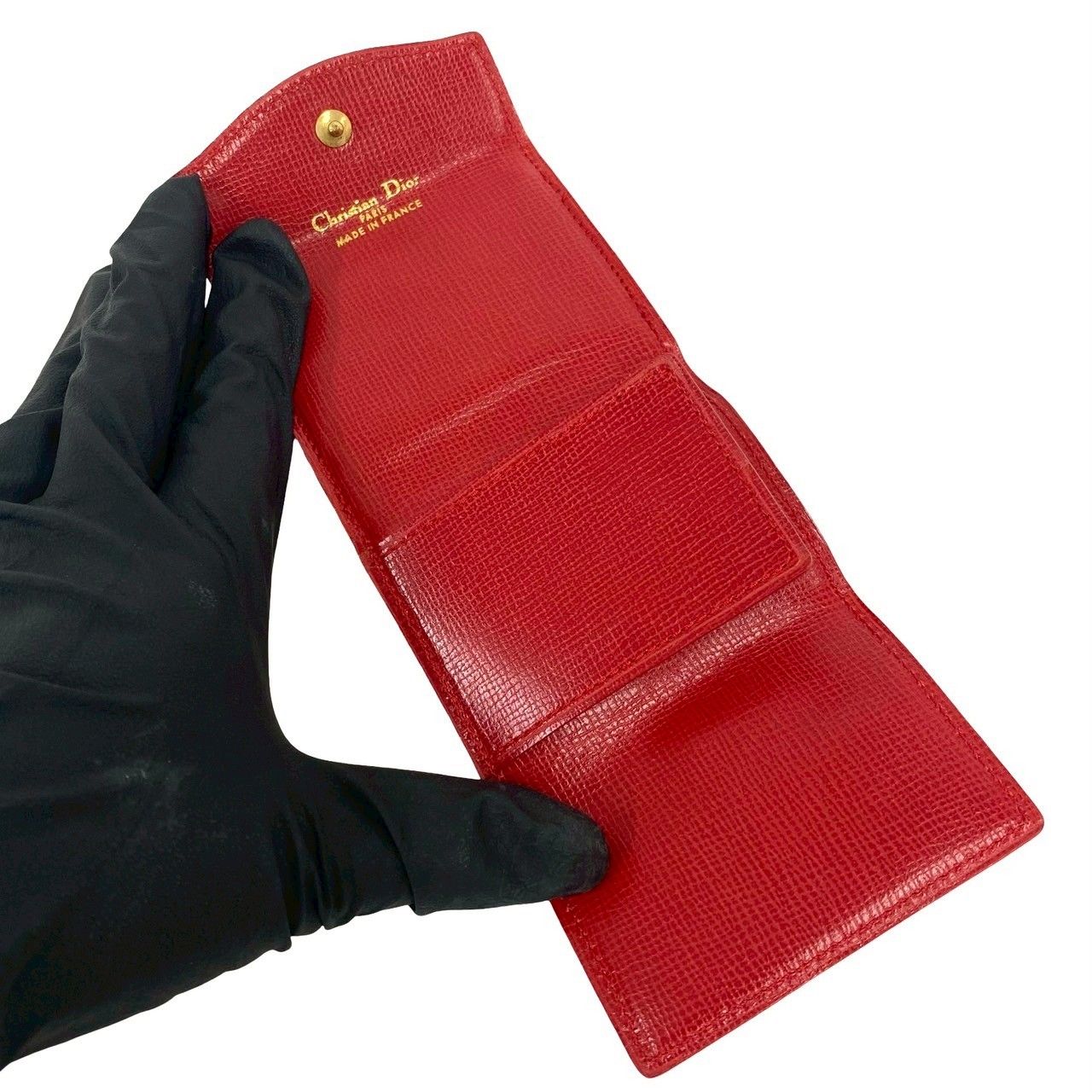 Dior Vintage CD Logo Leather Trifold Wallet Mini — view 7