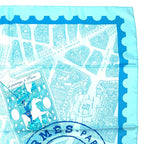Hermes Carre 90 de Passage a Paris Blue Silk 100% Scarf — view 5
