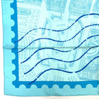 Hermes Carre 90 de Passage a Paris Blue Silk 100% Scarf — view 7
