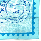 Hermes Carre 90 de Passage a Paris Blue Silk 100% Scarf — view 6
