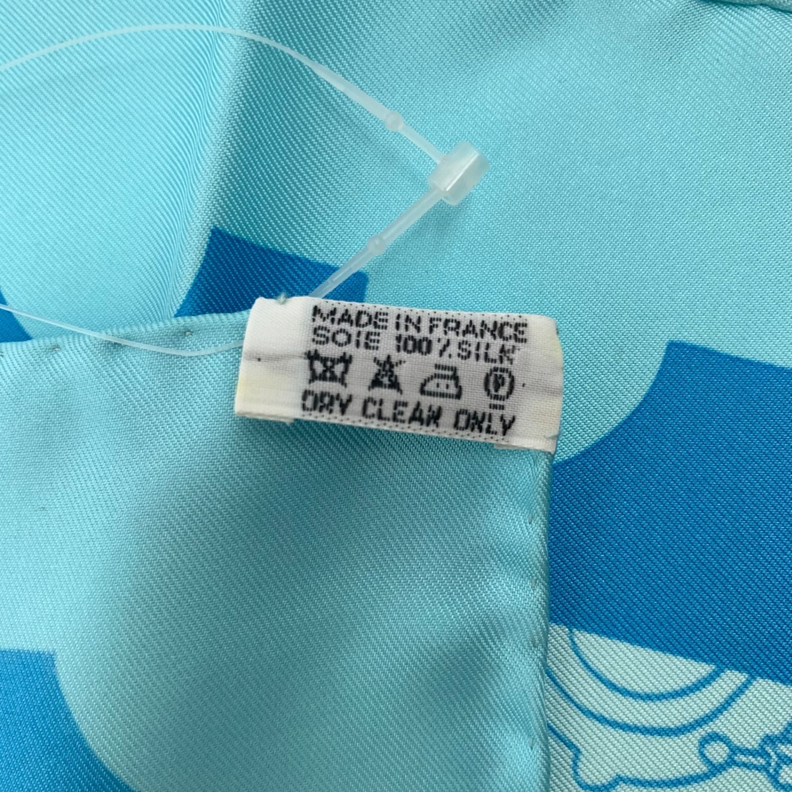 Hermes Carre 90 de Passage a Paris Blue Silk 100% Scarf — view 9