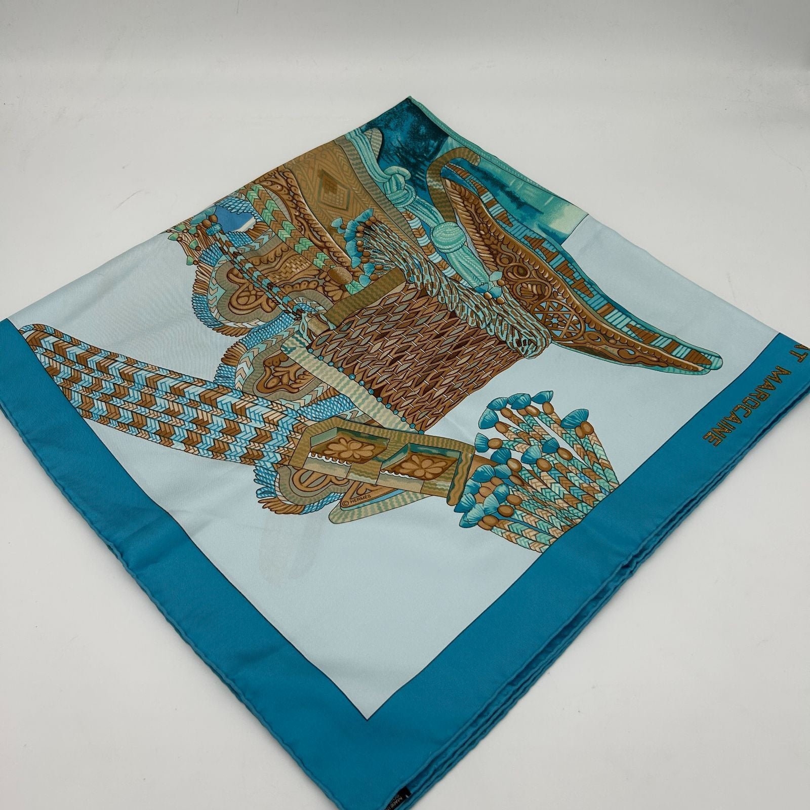 Hermes Carre 90 Blue Moroccan Ceremonial Scarf — view 6