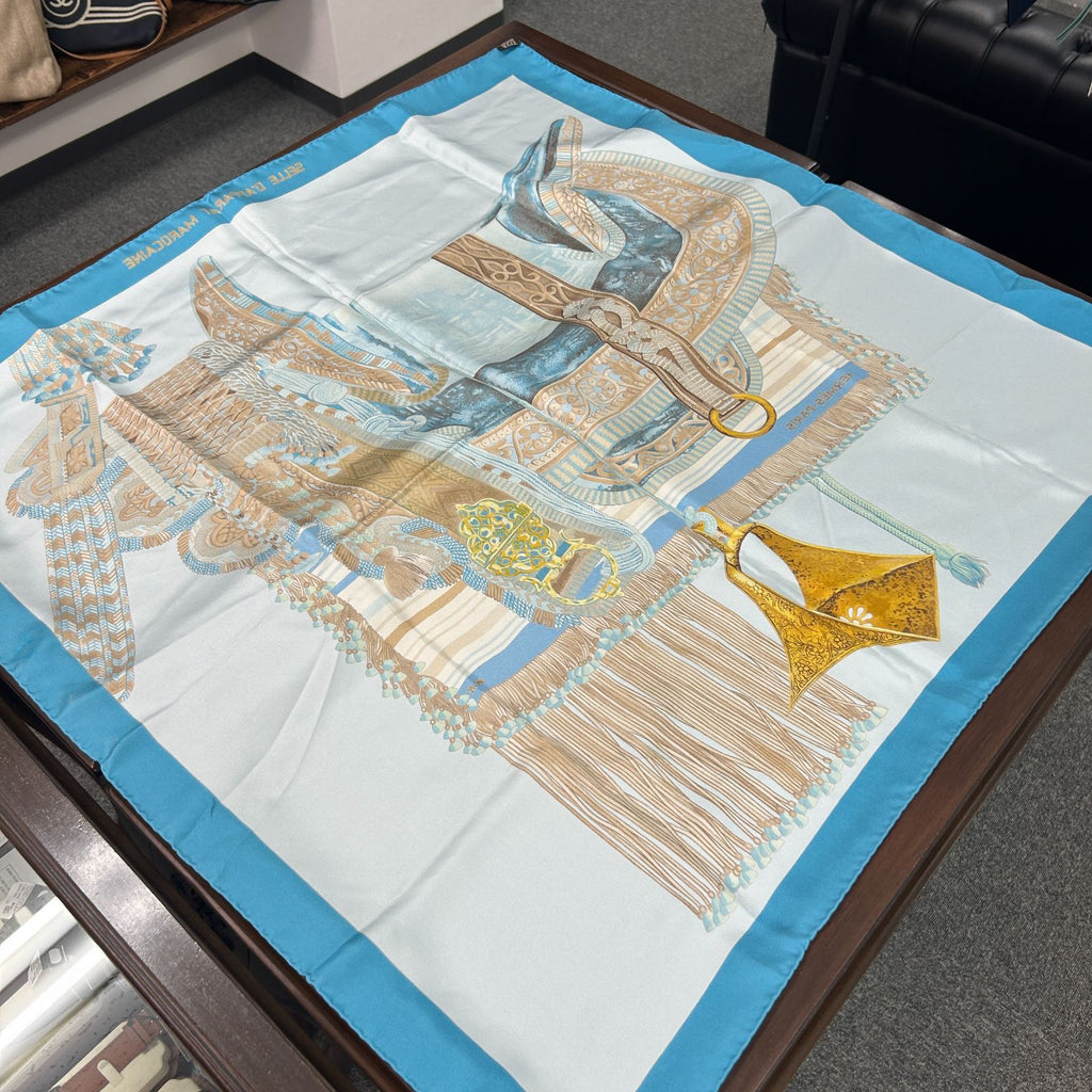 Hermes Carre 90 Blue Moroccan Ceremonial Scarf — view 2