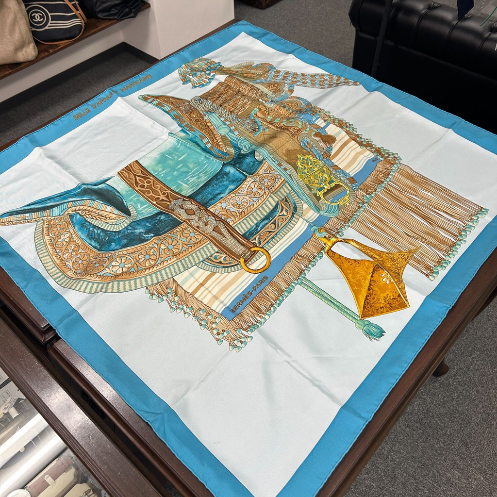Hermes Carre 90 Blue Moroccan Ceremonial Scarf