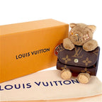 Louis Vuitton LV Monogram Bag Charm Canvas Brown Gold Cat Key Holder Case