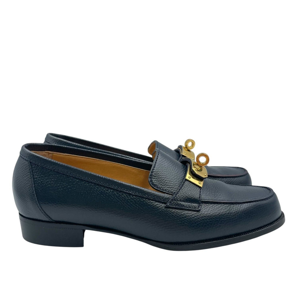 Hermes Loafers Leather Birkin Kelly Navy — view 3