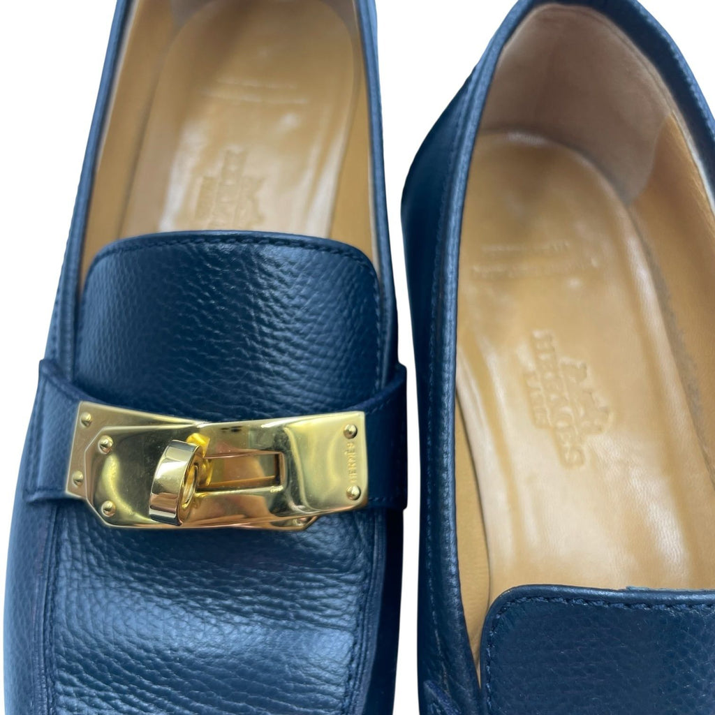 Hermes Loafers Leather Birkin Kelly Navy — view 7