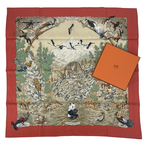 Hermes Carre 90 Sichuan Silk Scarf Orange Animal