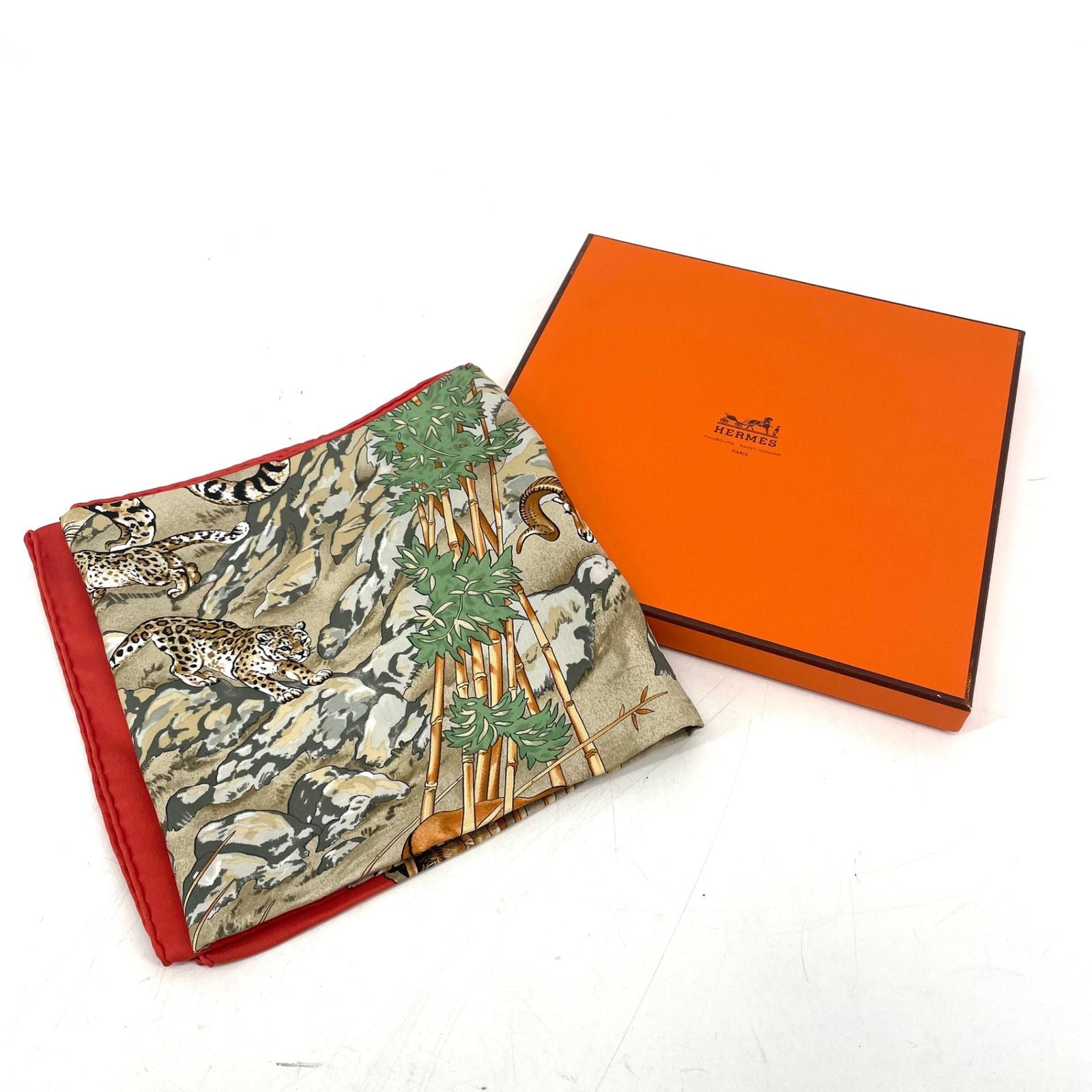 Hermes Carre 90 Sichuan Silk Scarf Orange Animal — view 3
