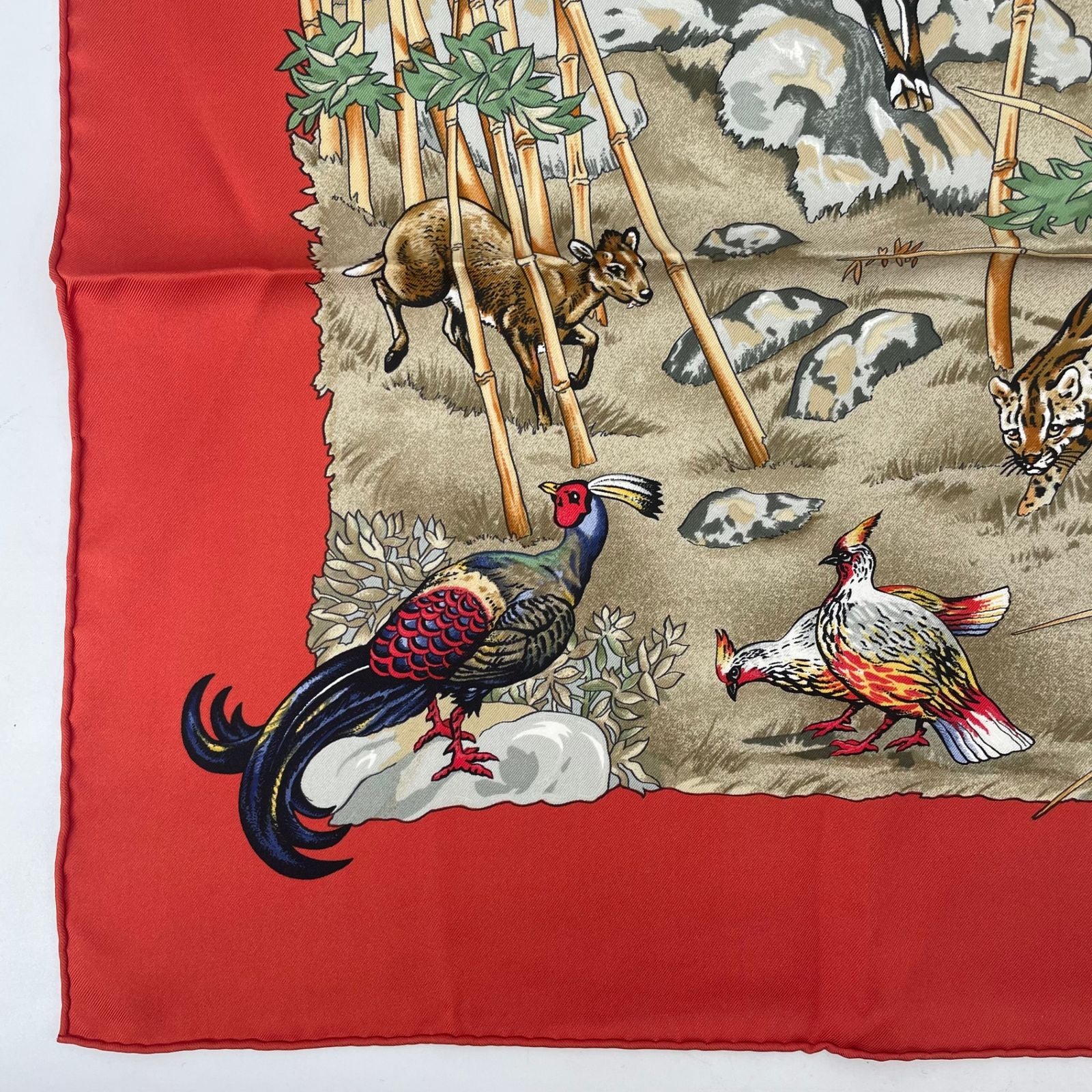 Hermes Carre 90 Sichuan Silk Scarf Orange Animal — view 7