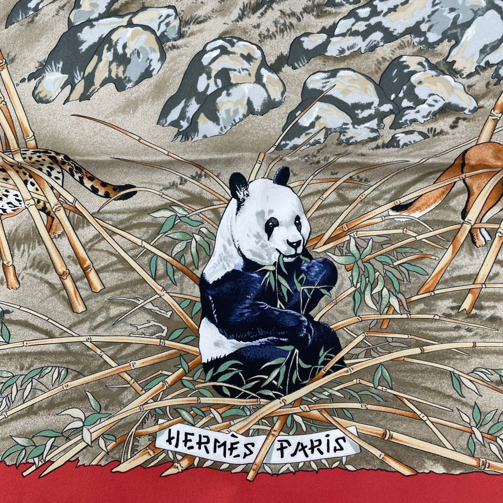 Hermes Carre 90 Sichuan Silk Scarf Orange Animal — view 8