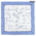 Hermes Carre 90 les Levriers Gray Hound de Pore Silk Scarf Blue