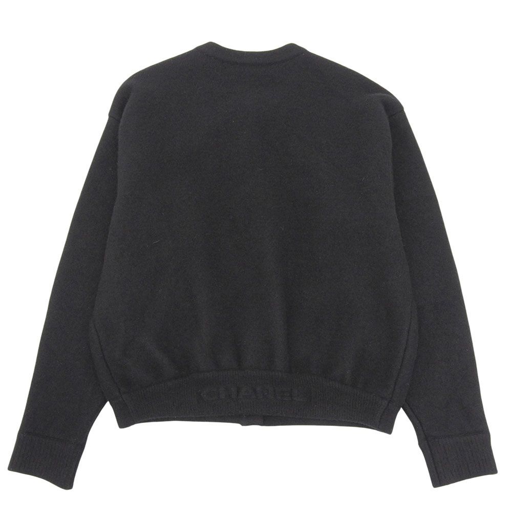 Chanel Coco Button Silk Cashmere Knit Cardigan Black — view 2