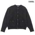 Chanel Coco Button Silk Cashmere Knit Cardigan Black