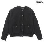 Chanel Coco Button Silk Cashmere Knit Cardigan Black