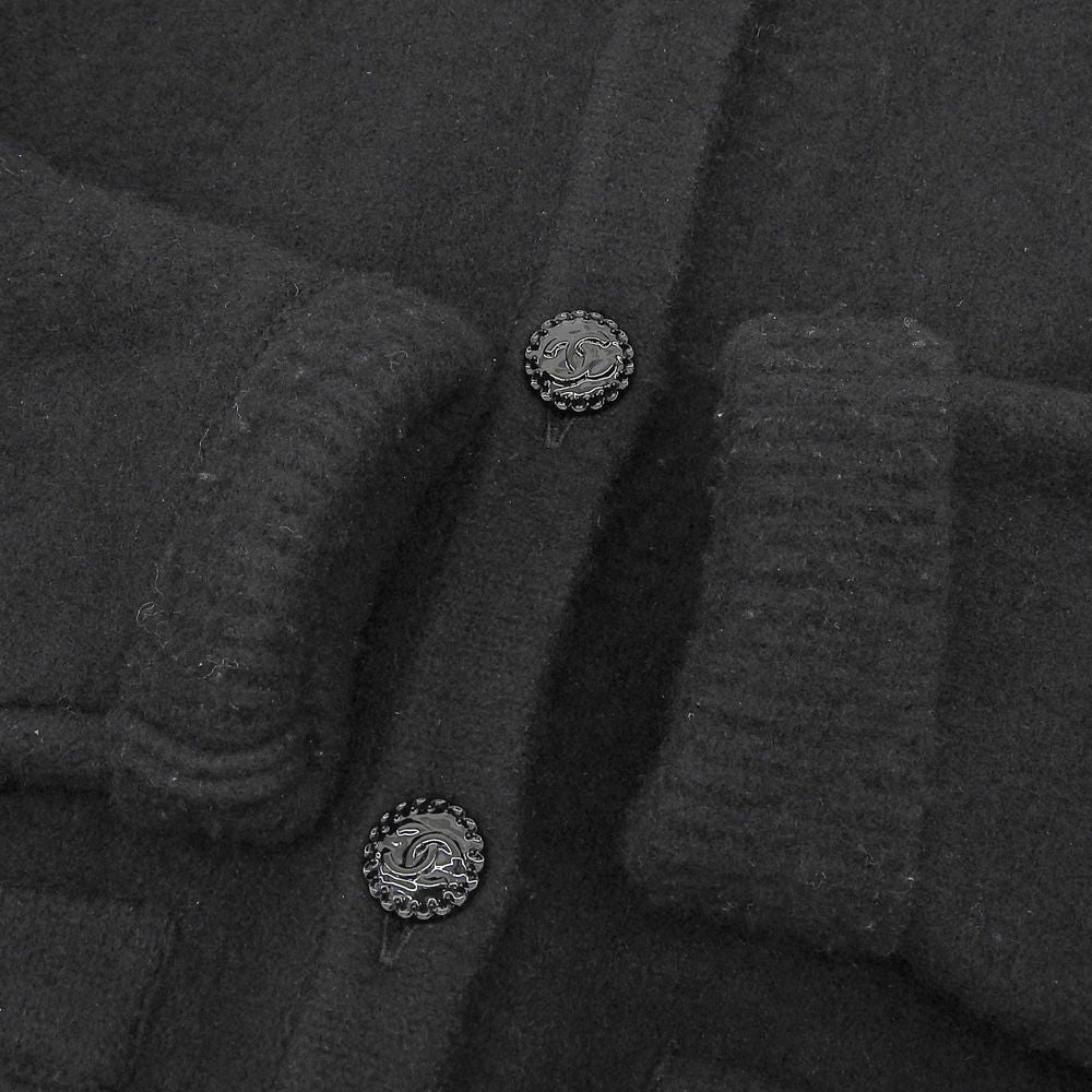 Chanel Coco Button Silk Cashmere Knit Cardigan Black — view 4