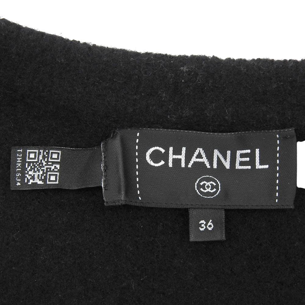 Chanel Coco Button Silk Cashmere Knit Cardigan Black — view 8