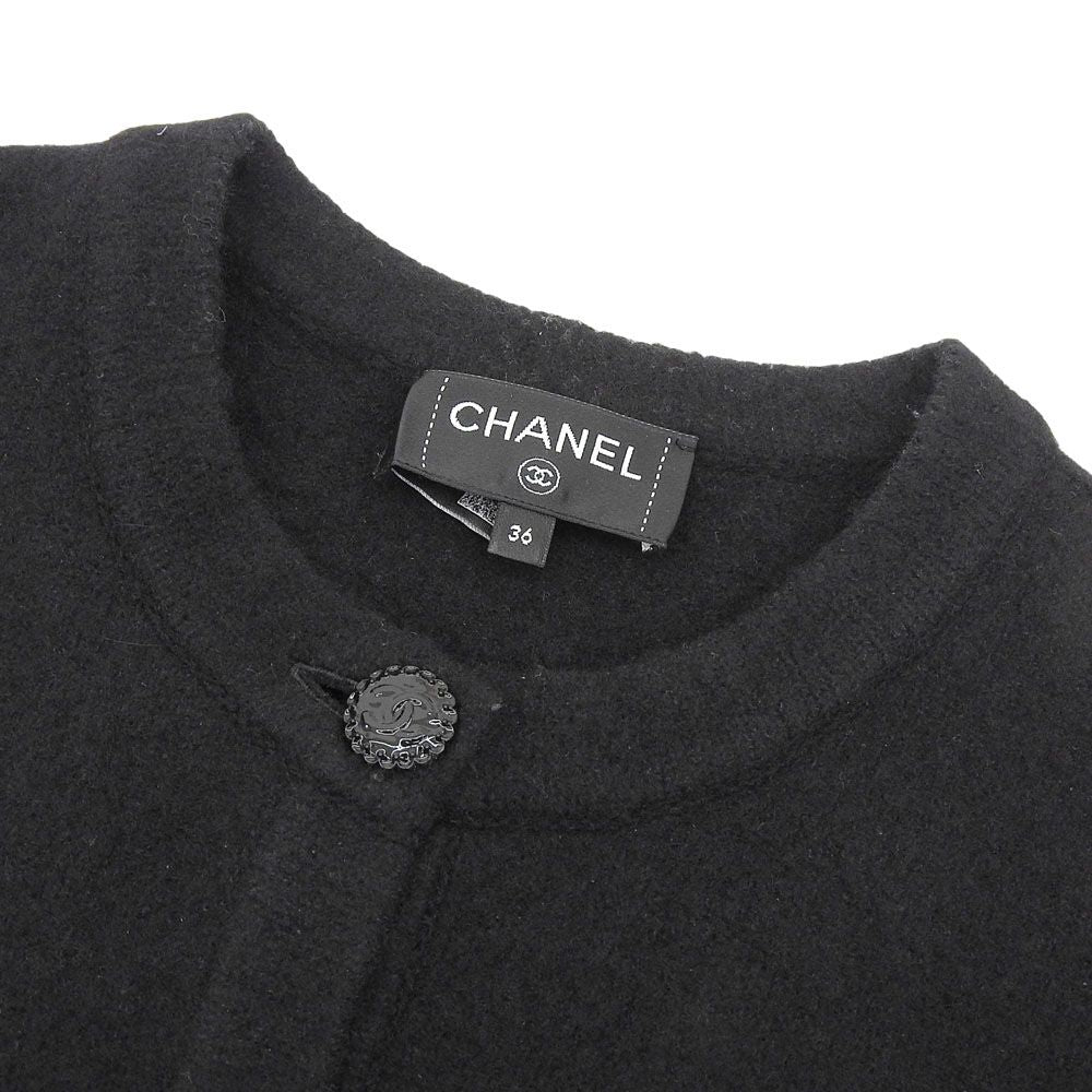 Chanel Coco Button Silk Cashmere Knit Cardigan Black — view 3