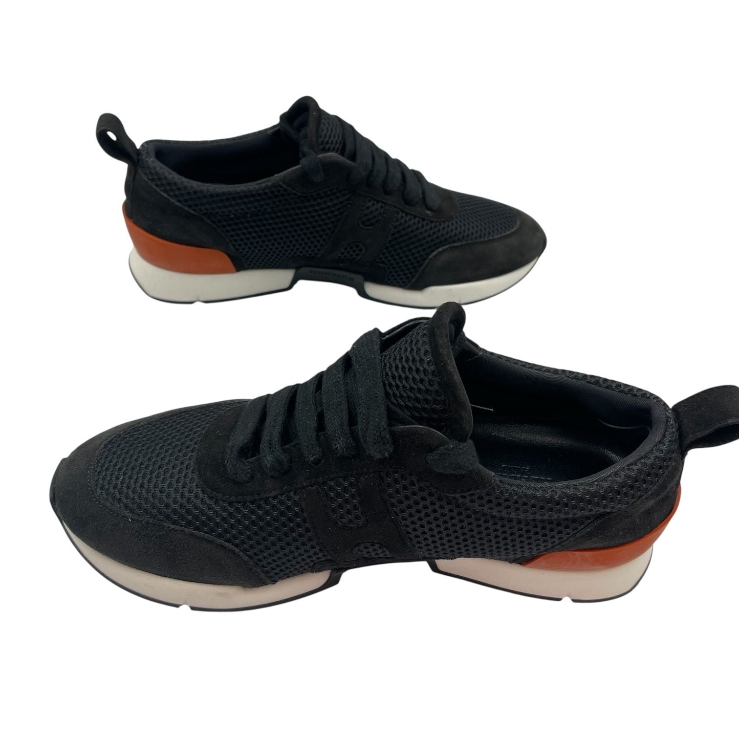 Hermes Lace Up Sneakers Suede Logo Mesh Black — view 4