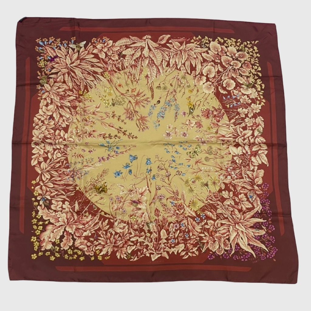 Hermes Carre 90 la Prairie Grassland Scarf Silk 100%