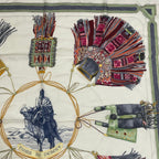 Hermes Carre 90 Cuirs du Desert Leather Ornament Silk Scarf White — view 3
