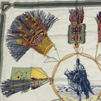 Hermes Carre 90 Cuirs du Desert Leather Ornament Silk Scarf White — view 2