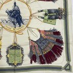 Hermes Carre 90 Cuirs du Desert Leather Ornament Silk Scarf White — view 5