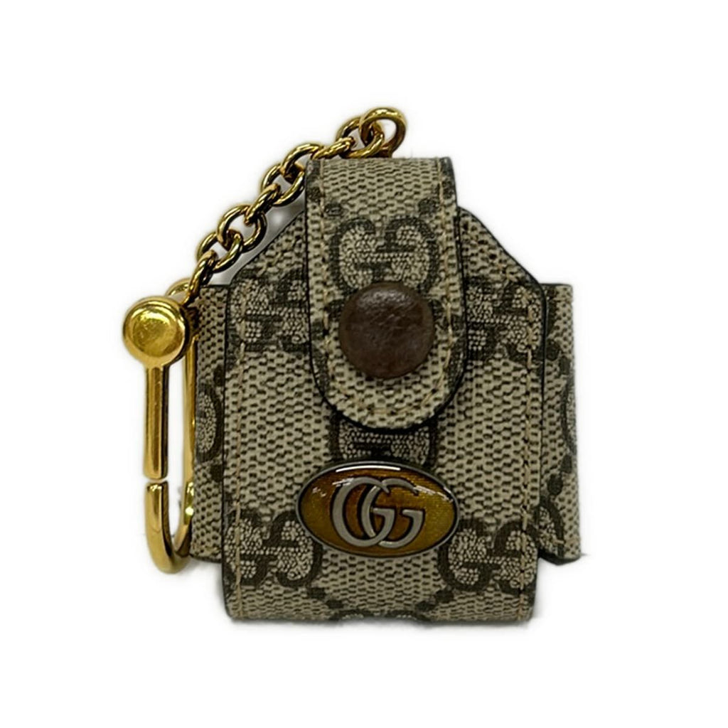 Gucci Case Ophidia Gray Dark Brown Gold Airpods Shoulder
