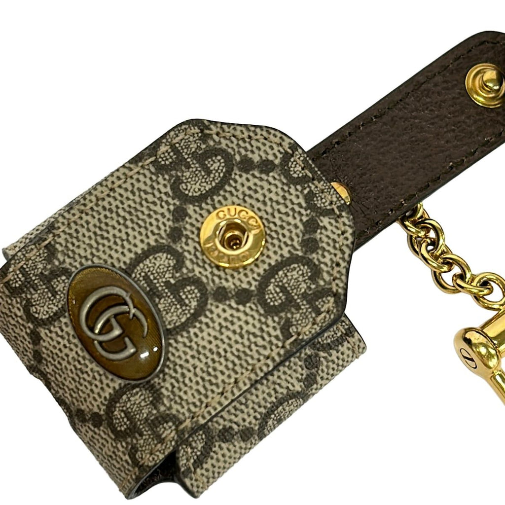 Gucci Case Ophidia Gray Dark Brown Gold Airpods Shoulder — view 3