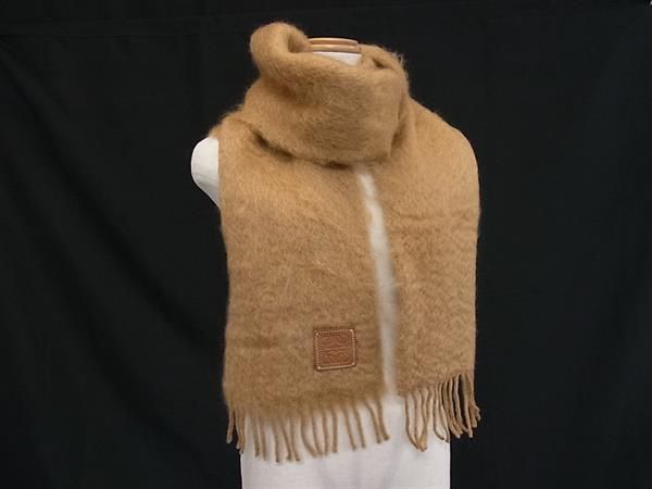 Loewe Anagram Mohair Wool Nylon Scarf Shawl Brown — view 2