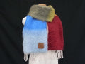 Loewe Anagram Mohair Wool Nylon Fringe Scarf Shawl Multicolor