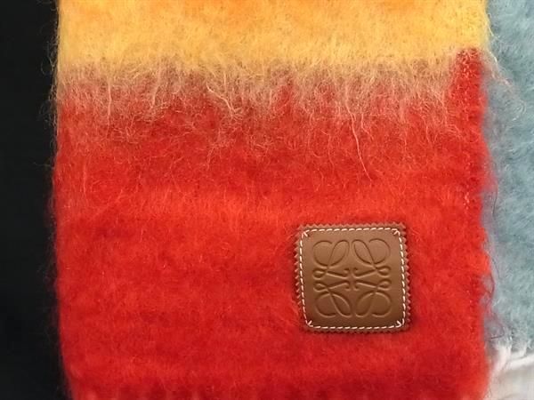 Loewe Anagram 50% Mohair 48% Wool Fringe Scarf Multicolor — view 2