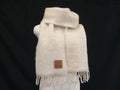 Loewe Anagram Mohair Wool Nylon Scarf Fringe Shawl Ivory